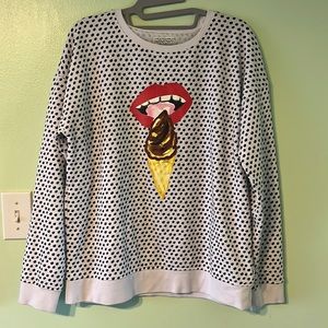 VANS x Kendra Dandy Pop Art Ice Cream Graphic Print Polk-a-dot Sweatshirt. M.